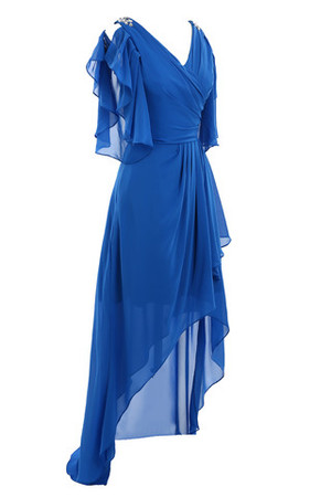 Abito da Cocktail conservatore Lungo Principessa Vintage in Chiffon Asimmetrici Oscillare - Foto 4