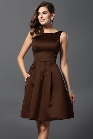 Prinzessin Satin A-Linie Knielanges Brautjungfernkleid mit Natürlicher Taille - Bild 7