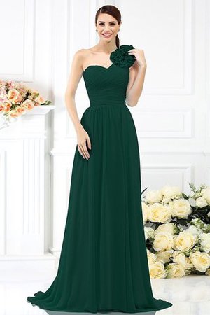 Robe demoiselle d'honneur plissage avec fleurs avec chiffon ligne a au drapée - Photo 9