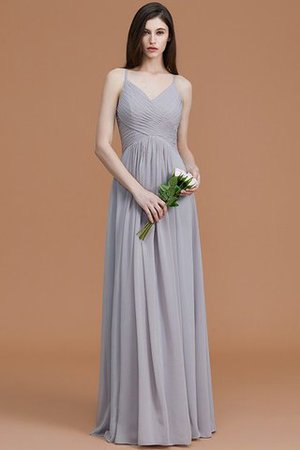 Spaghetti Träger Normale Taille Gerüschtes Ärmellos Bodenlanges Brautjungfernkleid - Bild 33