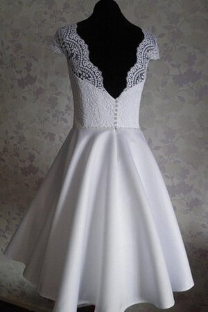 Robe de mariée nature simple col en v foncé avec perle avec manche épeules enveloppants - Photo 4