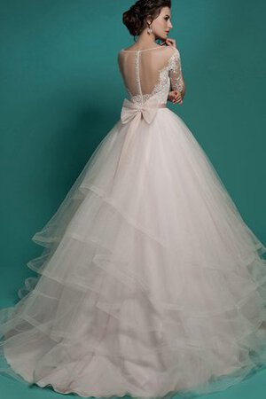 Tüll geschichtes Schaufel-Ausschnitt Elegantes Brautkleid mit Bordüre mit Applikation - Bild 2