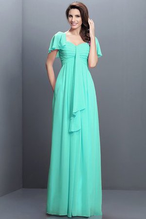Halbe Ärmeln Herz-Ausschnitt Plissiertes Bodenlanges Brautjungfernkleid aus Chiffon - Bild 15