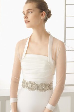 Abito da Sposa Formale A-Line Spazzola Treno Semplice All Aperto con Perline - Foto 3