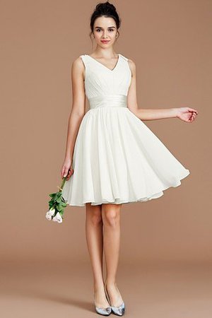 Normale Taille Ärmelloses Kurzes Brautjungfernkleid mit Gürtel mit Schleife - Bild 20