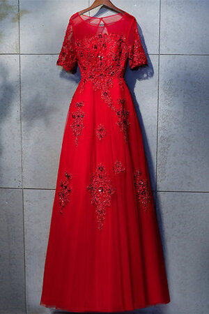 Robe de bal captivant cordon avec perle gaine col en bateau - Photo 9