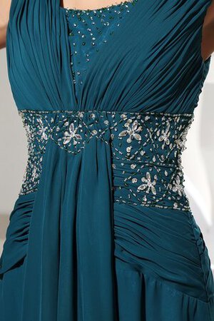 Plissiertes Chiffon gerüschtes Perlenbesetztes bodenlanges Abendkleid - Bild 2