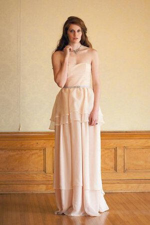 A-Line Reißverschluss Strand bodenlanges Brautkleid mit Perlen - Bild 4