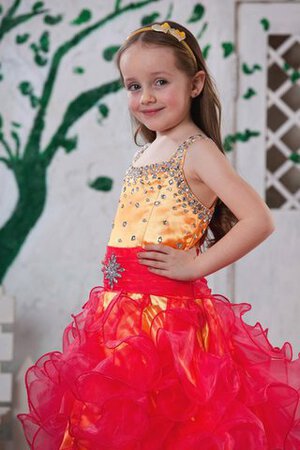 Abito da Cerimonia Bambini A-Line con Fiore con Increspature con Perline - Foto 3