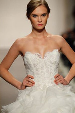 Abito da Sposa Senza Maniche Ball Gown con Increspature Schiena Nuda A Terra in Pizzo - Foto 2