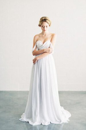 Robe de mariée avec sans manches croisade en chiffon col en forme de cœur dos nu - Photo 3