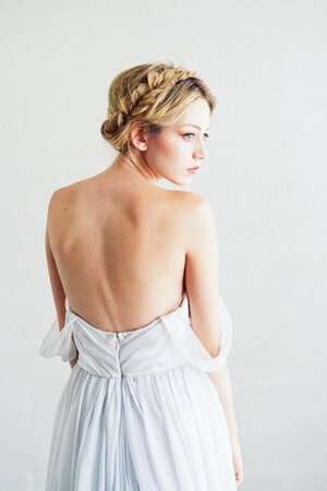 Robe de mariée avec sans manches croisade en chiffon col en forme de cœur dos nu - Photo 4