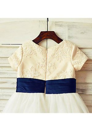 Kurze Ärmeln Reißverschluss Prinzessin A-Linie Tüll Blumenmädchenkleid - Bild 4
