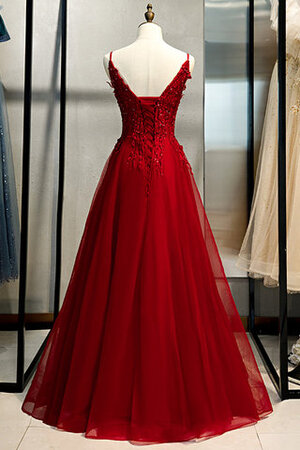Klassisches Spaghetti Träger A-Linie Modisch Ballkleid mit Rücken Schnürung - Bild 3