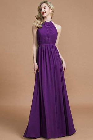 Robe demoiselle d'honneur naturel a-ligne manche nulle en chiffon de princesse - Photo 18