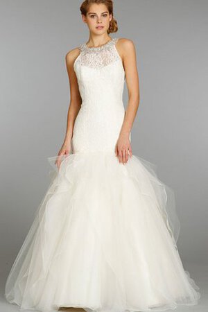 Abito da Sposa Buco Della Serratura Schiena Spazzola Treno in Tulle A-Line in pizzo Anello - Foto 1