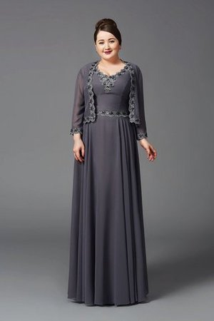 Breiter Träger A-Line Ärmelloses Bodenlanges Brautmutterkleid mit Natürlicher Taille - Bild 1