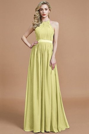 Robe demoiselle d'honneur manche nulle avec zip ruché jusqu'au sol en chiffon - Photo 13