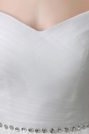 Abito da Sposa con Mezze Maniche A-Line Lungo in Tulle in pizzo con Increspato - Foto 5