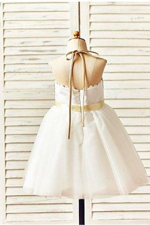 Robe de cortège enfant naturel a-ligne de princesse avec fleurs longueur mollet - Photo 3