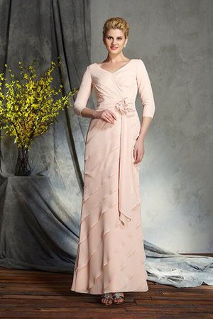 Normale Taille Enges V-Ausschnitt Bodenlanges Brautmutterkleid mit Blume - Bild 4