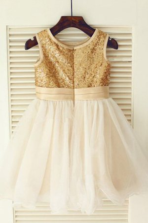 Ärmelloses Paillettenbesetztes Normale Taille A Linie Blumenmädchenkleid aus Paillette - Bild 2
