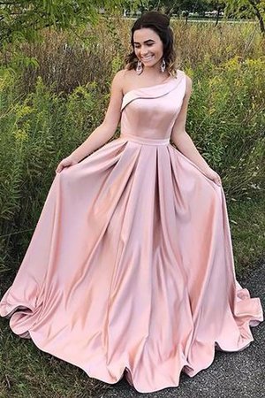 Robe de bal naturel de lotus de traîne courte avec zip en satin - Photo 1