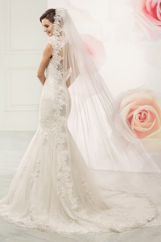 Spitze Perlenbesetztes Ärmelloses Meerjungfrau glamouröses Brautkleid mit Applikation - Bild 2