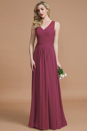 Prinzessin Normale Taille Bodenlanges Brautjungfernkleid aus Chiffon mit V-Ausschnitt - Bild 10