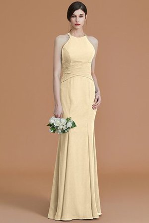 Gerüschtes Nackenband Ärmelloses Meerjungfrau Stil Bodenlanges Brautjungfernkleid - Bild 11
