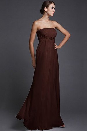 Natürliche Taile Ärmelloses Sittsames Bodenlanges Brautjungfernkleid ohne Träger - Bild 9