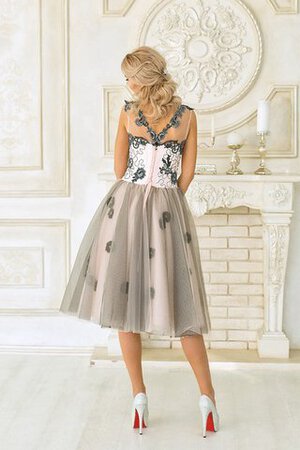 Plissiertes V-Ausschnitt Spitze schlichtes Abiballkleid mit Rücken Schnürung ohne Ärmeln - Bild 2
