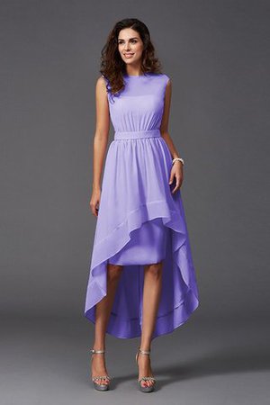 Robe demoiselle d'honneur naturel courte de princesse asymétrique a-ligne - Photo 18