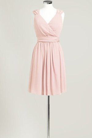 Ärmellos V-Ausschnitt a linie mini Brautjungfernkleid - Bild 8