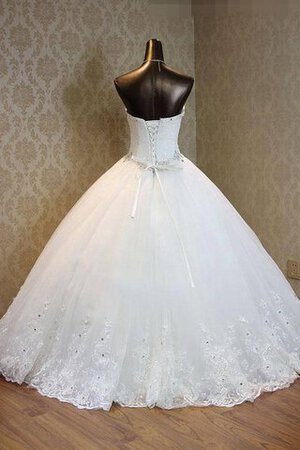 Abito da Sposa in Paillette Cuore Cerniera Coda A Strascico Corto con Perline in Raso - Foto 2