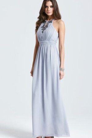 Abito da Damigella Moderno Senza Maniche in Chiffon Lungo con Perline - Foto 3