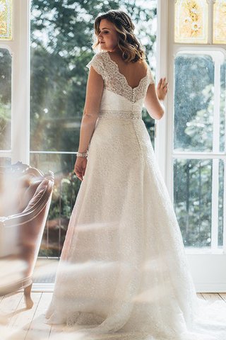 Robe de mariée delicat avec manche courte boutonné v encolure avec perle - Photo 2