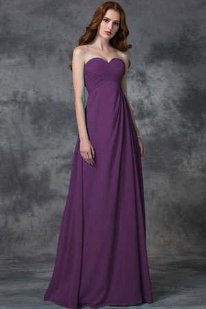 Ärmelloses A-Linie Chiffon Reißverschluss Bodenlanges Brautjungfernkleid - Bild 5