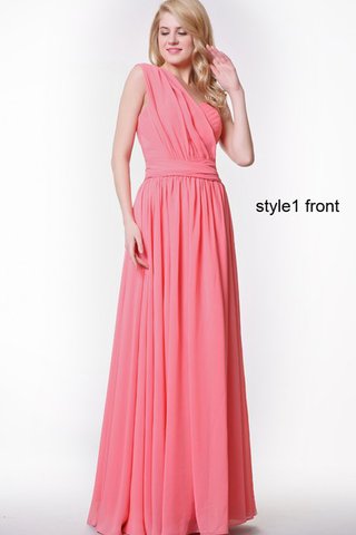 Robe demoiselle d'honneur plissé simple avec zip de lotus ruché - Photo 2