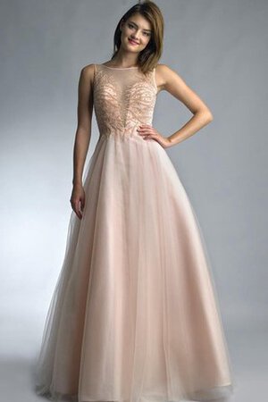 Robe de bal naturel ligne a avec sans manches de col bateau textile en tulle - Photo 7