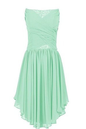 Trägerlos Ärmellos plissiertes Chiffon Rocklänge-asymmetrisches mini Brautjungfernkleid - Bild 1