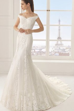 Robe de mariée simple de traîne mi-longue de fourreau boutonné appliques - Photo 1