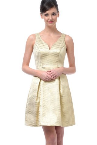 Robe demoiselle d'honneur v encolure avec zip a-ligne manche nulle - Photo 1