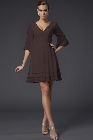 Robe demoiselle d'honneur naturel avec zip avec perle v encolure avec sans manches - Photo 9