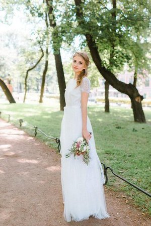 Juwel Ausschnitt kurze Ärmeln prächtiges Brautkleid mit Blume mit Bordüre - Bild 1