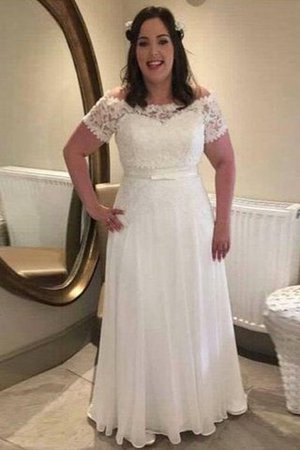 Übergröße Schulterfreier Ausschnitt A Linie Bodenlanges Ballkleid mit Natürlicher Taille - Bild 1