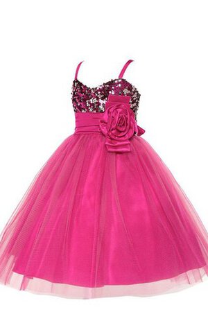 Spaghetti Träger Empire Paillette Tüll Duchesse-Linie Empire Taille Blumenmädchenkleid - Bild 2