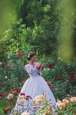 Duchesse-Linie langärmeliges Ärmellos bodenlanges bescheidenes romantisches Brautkleid - Bild 2