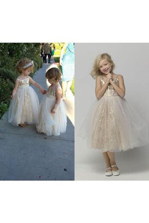 Robe de cortège enfant sexy textile en tulle avec fleurs bandouliere spaghetti a-ligne - Photo 2