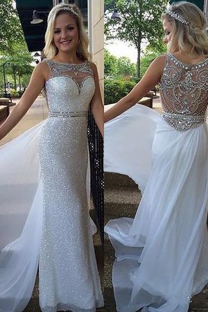 Normale Taille Sweep Train Perlenbesetztes A-Linie Bateau Abendkleid - Bild 1